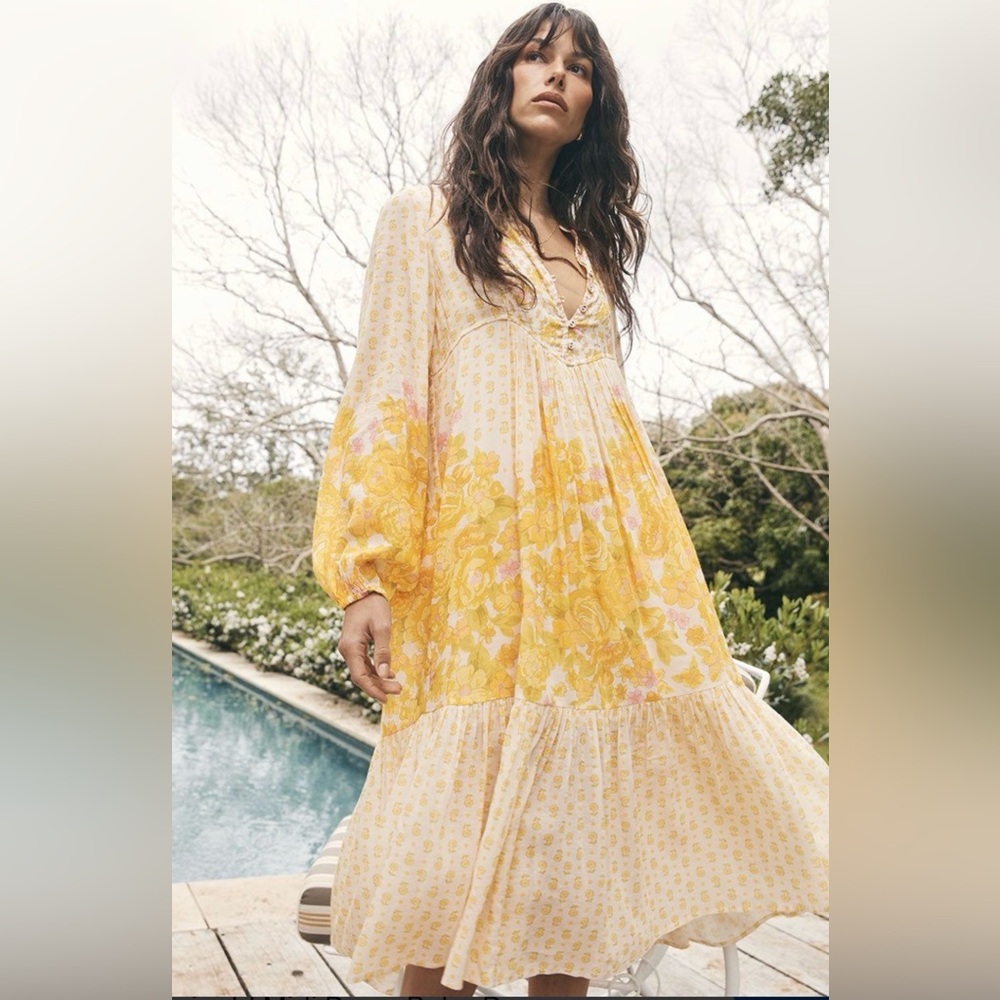 Spell Yellow Rose Boho Midi Honeysuckle Small Floral